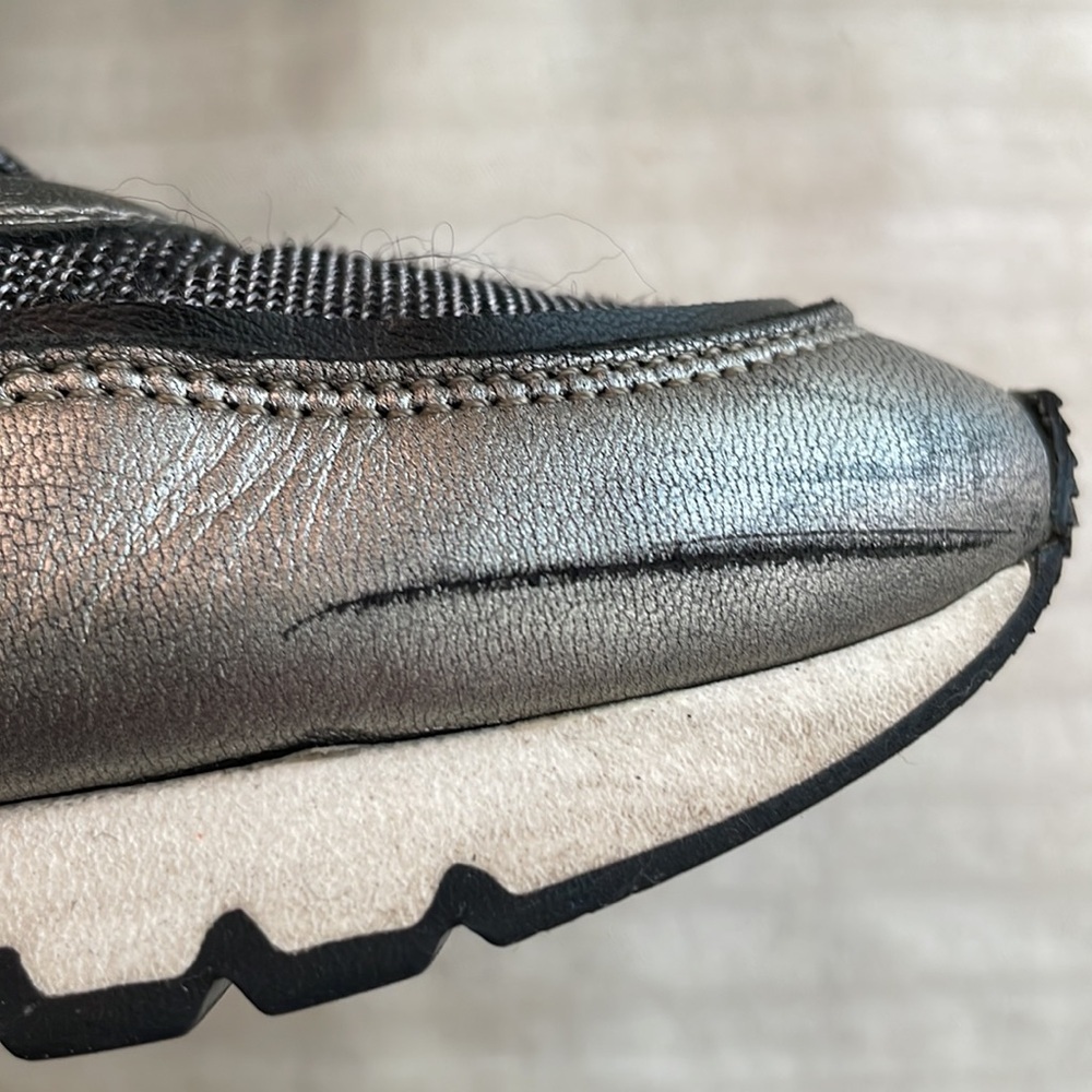 Voile Blanche leather nylon textile sneakers black silver Size 37 US 7 - Picture 14 of 16